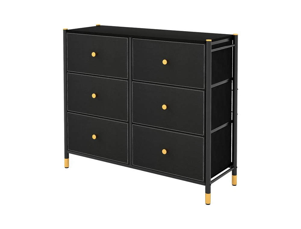 Slickblue Floor Dresser Storage Organizer with Drawers with Fabric Bins and Metal Frame-Drawer