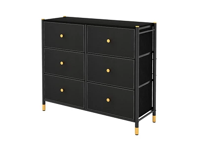 Slickblue Floor Dresser Storage Organizer with Drawers with Fabric Bins and Metal Frame-Drawer