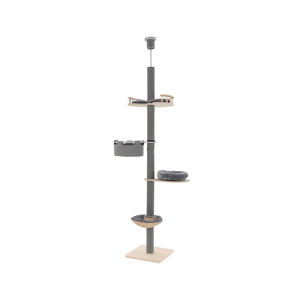 Slickblue Floor to Ceiling Cat Tree with 93"-107" Adjustable Height- Grey