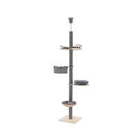 Slickblue Floor to Ceiling Cat Tree with 93"-107" Adjustable Height- Grey