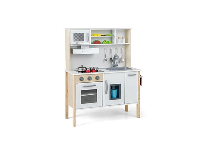 Slickblue Wooden Pretend Play Kitchen Set for Toddlers-White