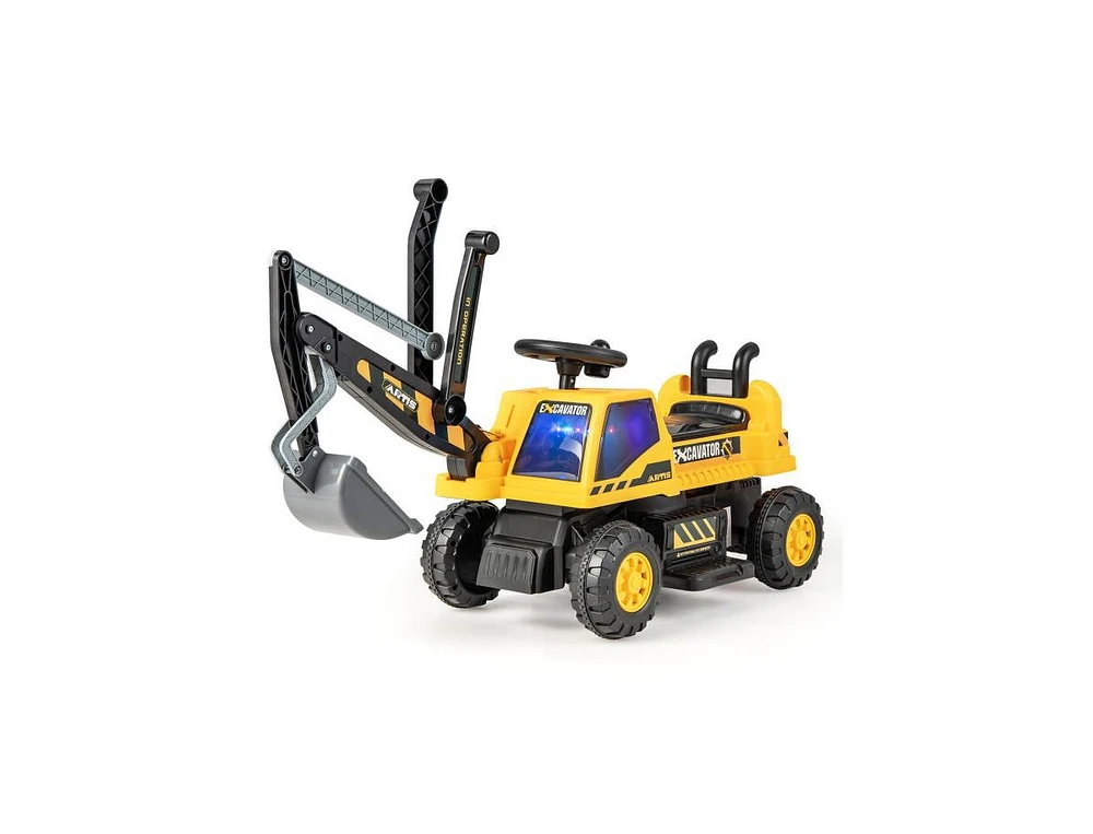 Slickblue Kids Astm Certificated Powered Ride On Bulldozer with Front Digger Shovel-Yellow