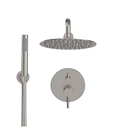 Mondawe 10-Inch Two-function Wall Mount Round Shower Set Brushed Nickle