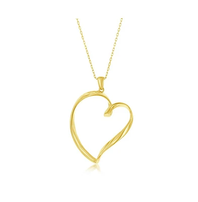 Simona Gold Plated Over Sterling Silver Polished Twisted Heart Pendant Necklace