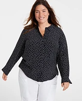 On 34th Trendy Plus Printed Collared Shirt, Created for Macy's