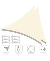2 Pack Ft 97% Uv Block Triangle Sun Shade Sail Canopy Cover Net Outdoor Yard
