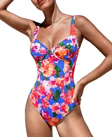 Cupshe Women's Floral Sweetheart Slim & Sculpt One-Piece