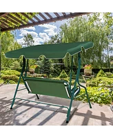 3 Seats Patio Canopy Steel Frame Swing Glider Hammock Cushioned Backyard Green