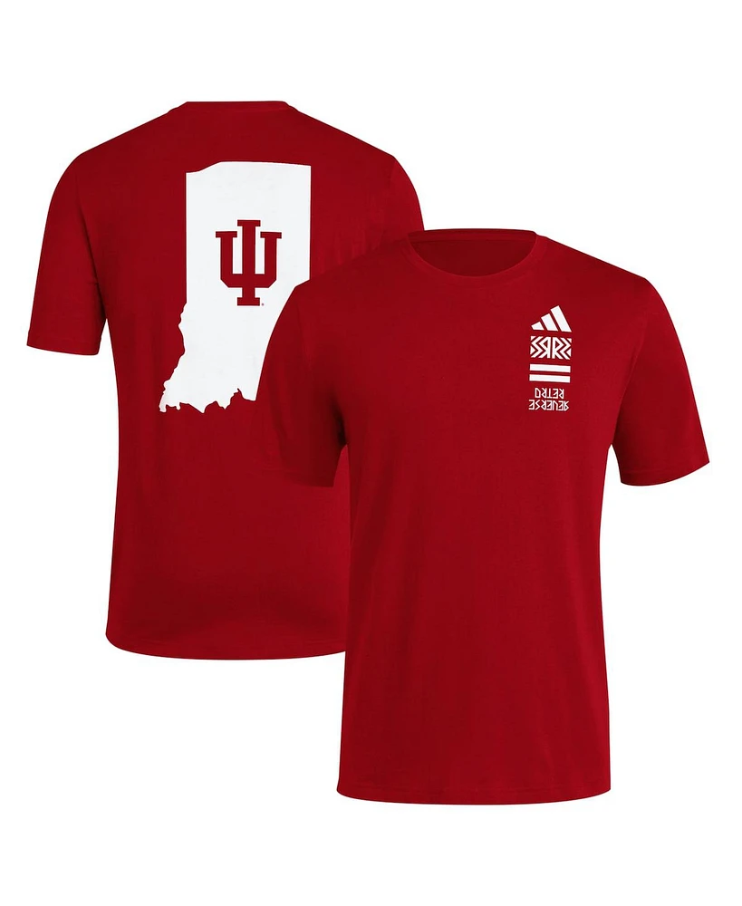 Adidas Men's Crimson Indiana Hoosiers Reverse Retro Baseball 2 Hit T-Shirt