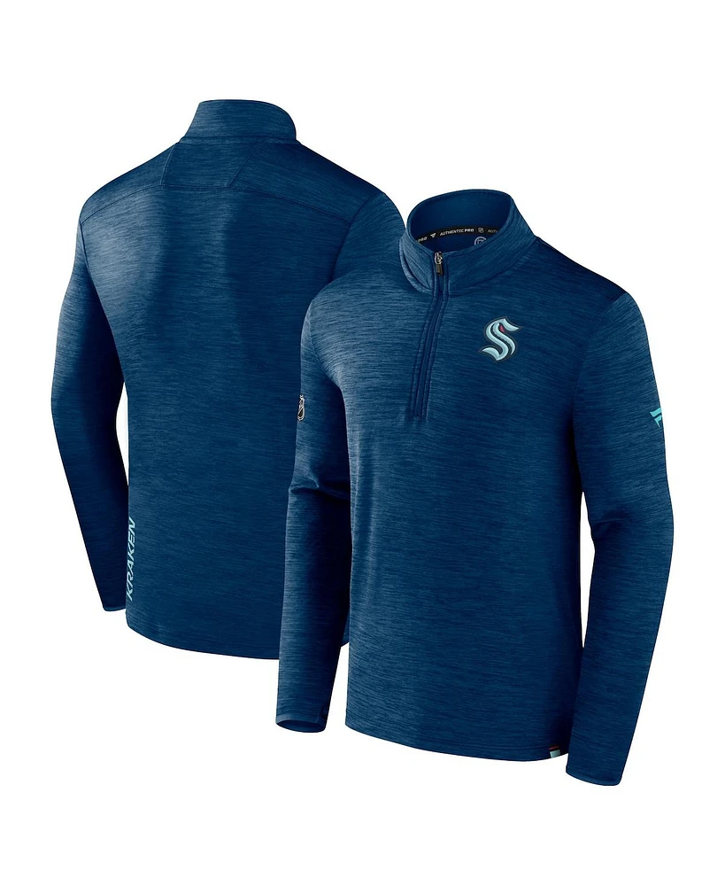 Fanatics Men's Deep-Sea Seattle Kraken Authentic Pro Quarter-Zip Pullover Top