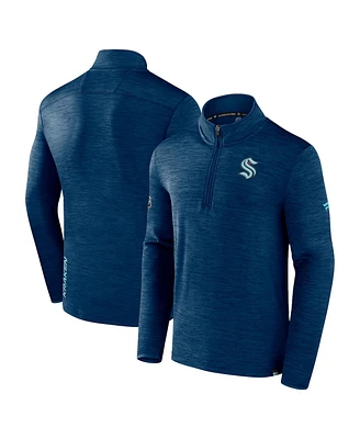 Fanatics Men's Deep-Sea Seattle Kraken Authentic Pro Quarter-Zip Pullover Top