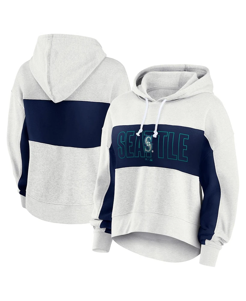 Fanatics Women's Oatmeal Seattle Mariners Up for It Fleece Pullover Hoodie