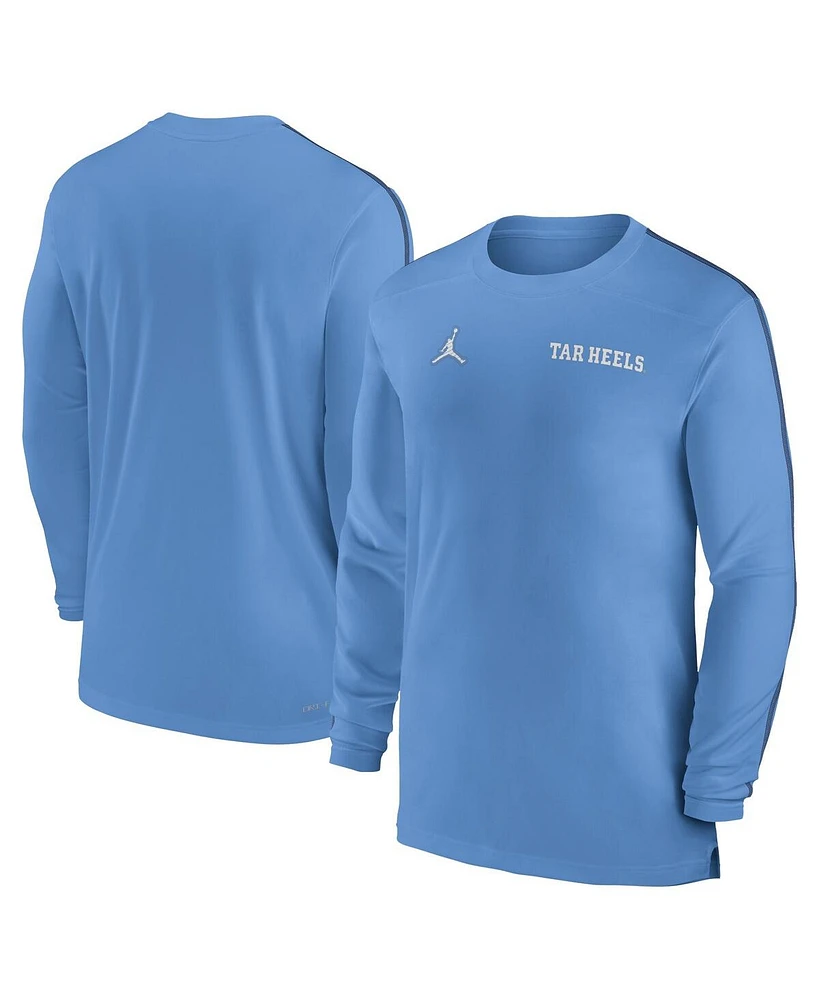 Jordan Men's North Carolina Tar Heels 2024 Sideline Coach Uv Performance Long Sleeve T-Shirt