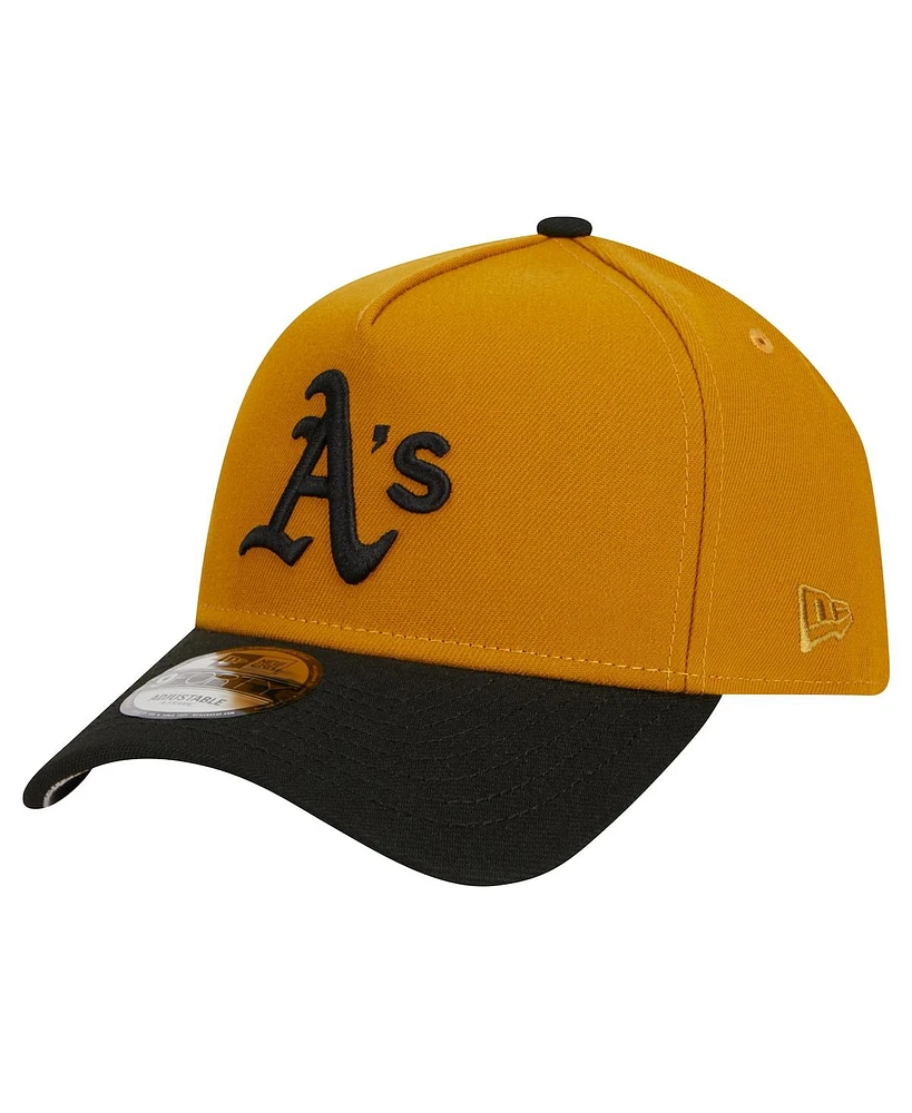New Era Men's Gold/Black Oakland Athletics Rustic A-Frame 9FORTY Adjustable Hat