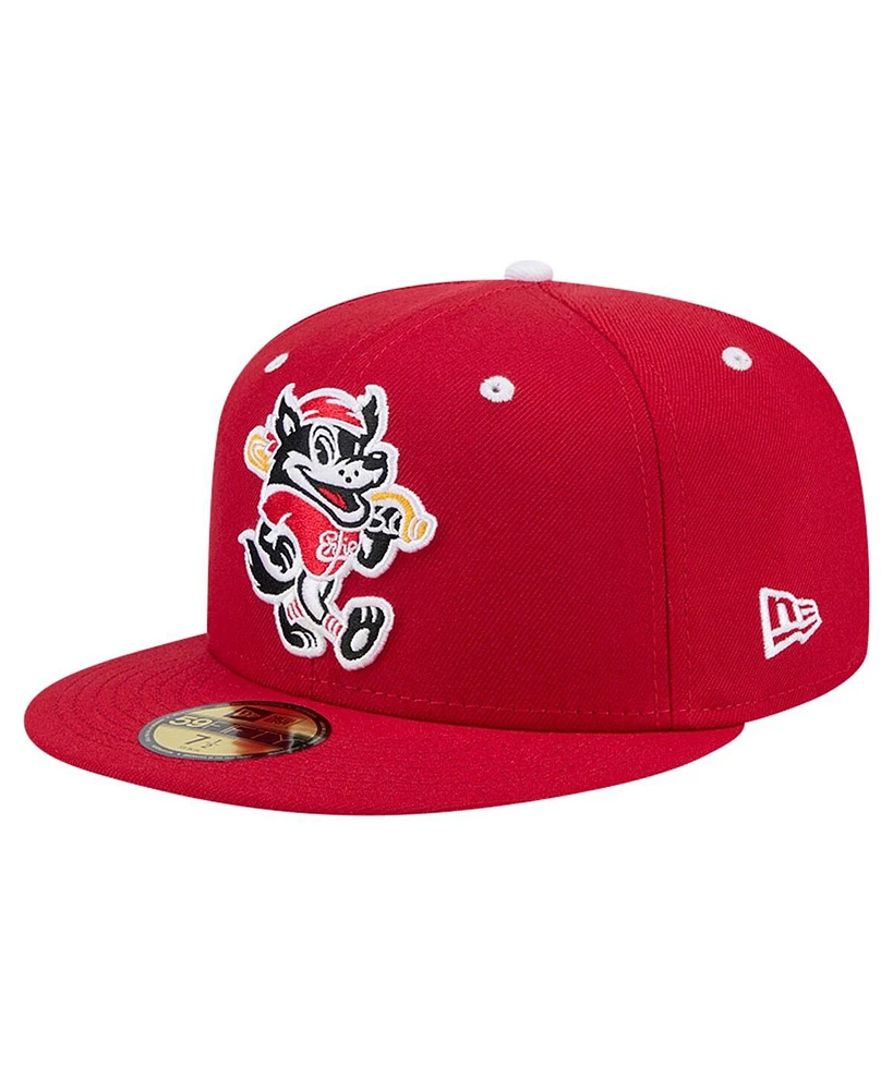 New Era Men's Red Erie SeaWolves Theme Night Fauxback 59FIFTY Fitted Hat