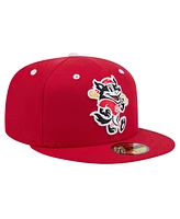 New Era Men's Red Erie SeaWolves Theme Night Fauxback 59FIFTY Fitted Hat