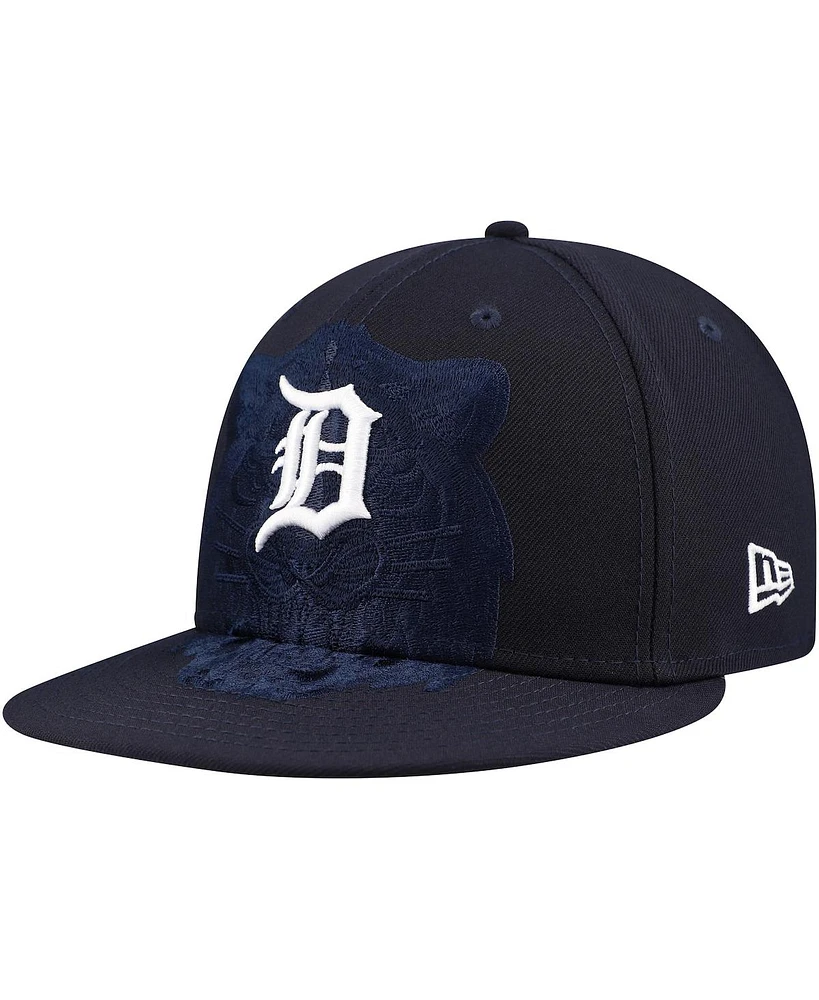 New Era Men's Navy Detroit Tigers Shadow Logo 59FIFTY Fitted Hat