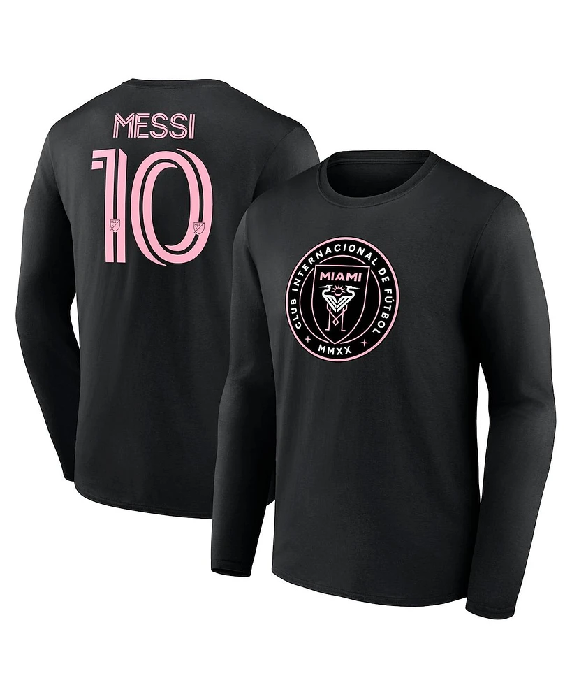 Fanatics Men's Lionel Messi Inter Miami Cf Authentic Stack Name Number Long Sleeve T-Shirt