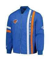 The Wild Collective Men's and Women's Blue New York Knicks Stitch Applique Full-Zip Bomber Jacket