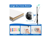 Slickblue Height-Adjustable Mobile Whiteboard with Round Stand Paper Clips-Black