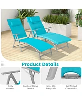 Slickblue Folding Chaise Lounge Chair Outdoor Reclining Chair for Backyard-Tuiquoise