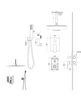 Streamdale Furniture Ceiling Shower Set - 16 Inch Square Shower Set, Dual Shower Heads, Brushed Nickel