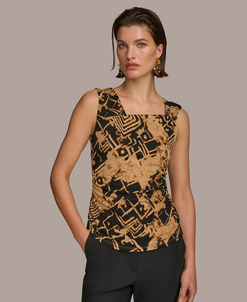 Donna Karan Women's Asymmetrical Tortoise-Hardware Top