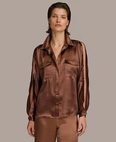 Donna Karan Women's Button-Front Split-Sleeve Top