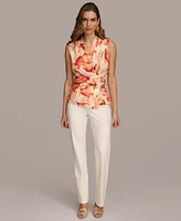 Donna Karan Women's Printed Wrap-Front Blouse