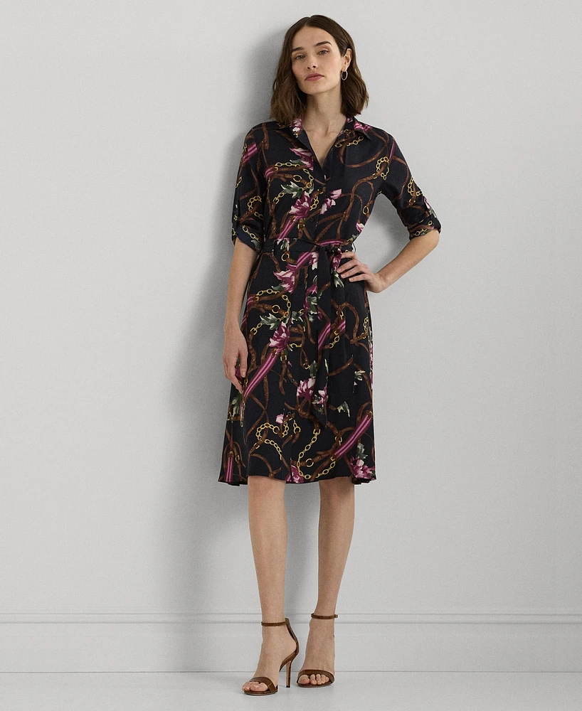 Lauren Ralph Women's Belted Floral Shirtdress