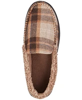 Isotoner Men's Brushed Knit or Plaid Lewis Moccasin Slipper with Fleece Lining and Memory Foam