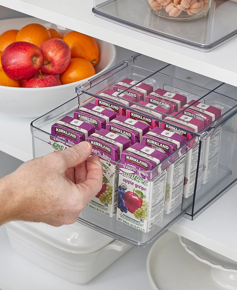iDesign Plastic Cabinet and Pantry Storage Bin with Integrated Handles-16 x 8 x 5, Clear Bin
