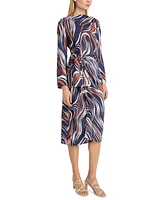 Donna Morgan Women's Tie-Waist Wavy-Print Dress