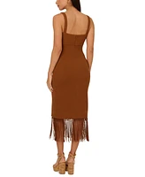 Adrianna by Papell Women's Knit Fringe-Trim Midi Dress