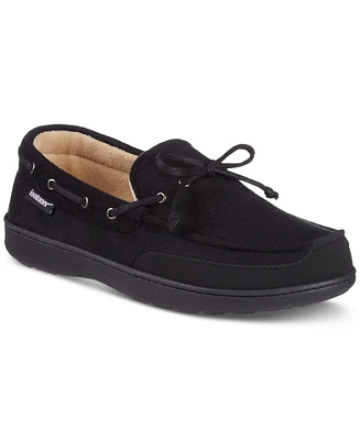 Isotoner Men's Water Repellent Microsuede Carter Boater Moccasin Slipper with Memory Foam