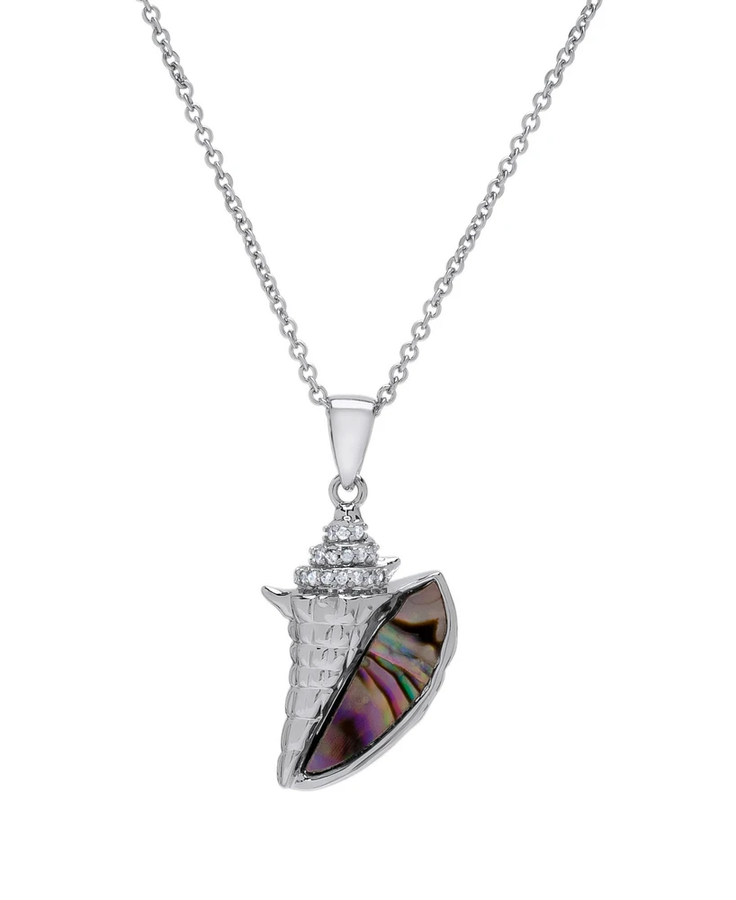 Macy's Silver-Plated Cubic Zirconia Seashell Pendant Necklace