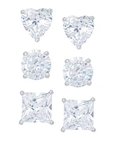 Macy's Cubic Zirconia Heart, Round and Princess Cut Stud Earring Set