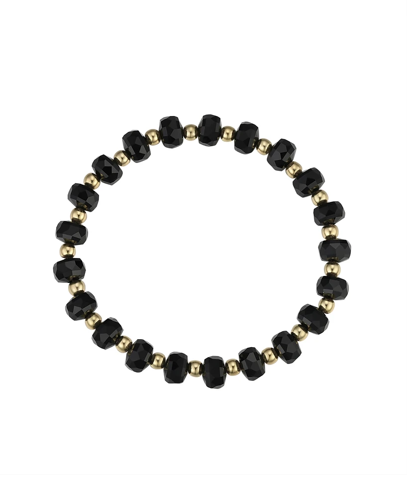 Macy's Black Crystal and 14K Gold Plated Ball Stretch Bracelet