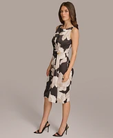 Donn Karan Women's Floral Side-Ruched Sleeveless Dress