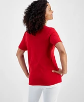 Holiday Lane Women's Joy Shine Short-Sleeve Top, Created for Macy's