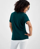 Holiday Lane Women's Deer Celebration Short-Sleeve Top, Created for Macy's