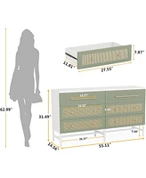 Tribesigns 6 Drawer Dresser, Modern Rattan Dresser for Bedroom