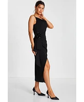 Quiz Women's Scuba Crepe Cowl Neck Maxi Dress With Corsage Detail