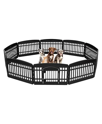 Iris Usa 24" Exercise 10-Panel Pet Playpen with Door, Small Medium Dogs, Keep Pets Secure, Easy Assembly & Storing, Fold It Down, Customizable, Black