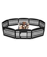 Iris Usa 24" Exercise 10-Panel Pet Playpen with Door, Small Medium Dogs, Keep Pets Secure, Easy Assembly & Storing, Fold It Down, Customizable, Black