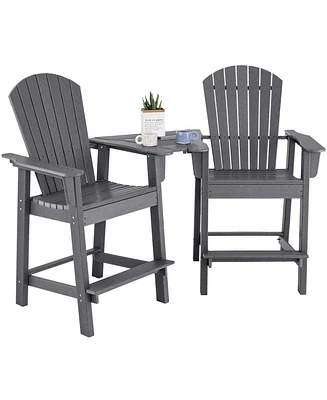 Vebreda 2 Pieces Hdpe Tall Adirondack Chair with Middle Connecting Tray