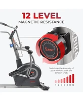 Sunny Health & Fitness Elite Recumbent Cross Trainer & Elliptical Machine with 12-Level Magnetic Resistance, Easy Adjust Seat & Exclusive SunnyFit App