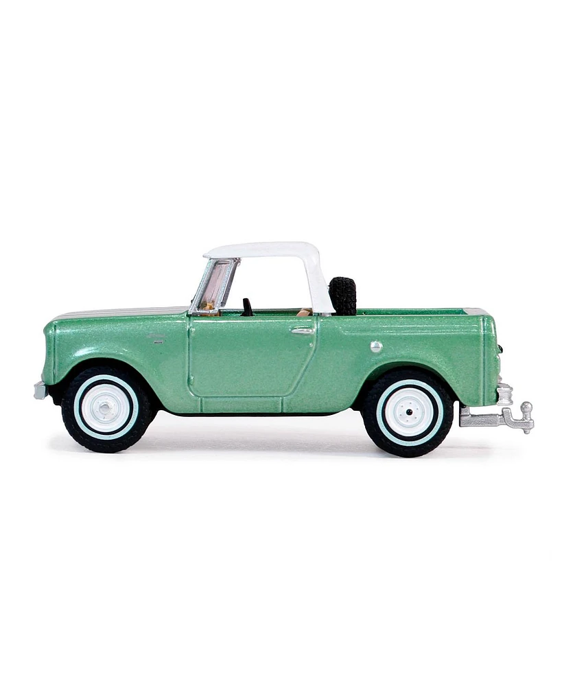 Greenlight Collectibles 1/64 1965 Harvester Scout Half Cab Pickup, Aspen Green, Blue Collar