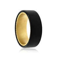 Metallo Matte Black & Gold Tungsten Ring