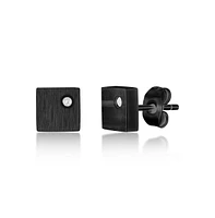 Metallo Black Plated over Stainless Steel, Set of 3 Cz Stud Earrings